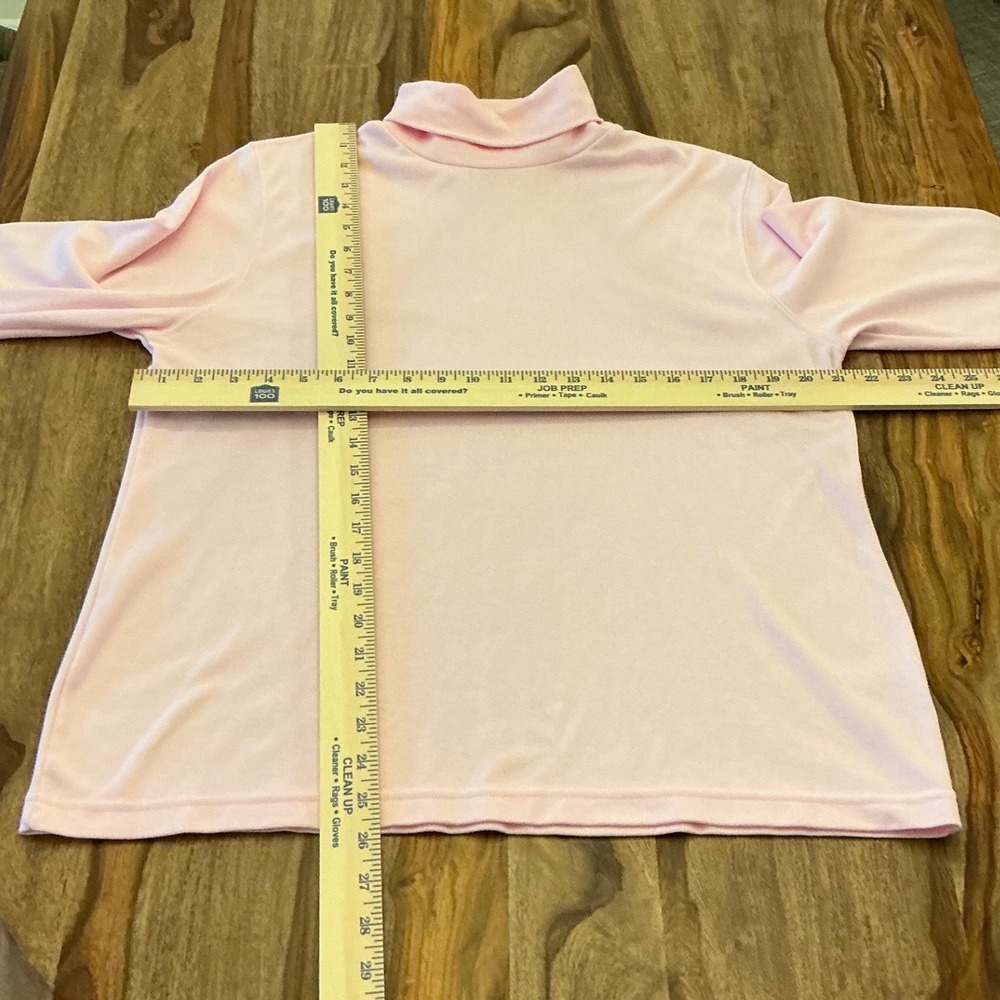 Lands End Womens Large 14-16 Pink Long Sleeve Turtleneck Cotton Blend Top - Picture 4 of 9